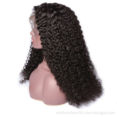 Factory Wholesale Human Hair Curly Wave 180 density Full Lace Wig Natural Hairline With Baby Hair